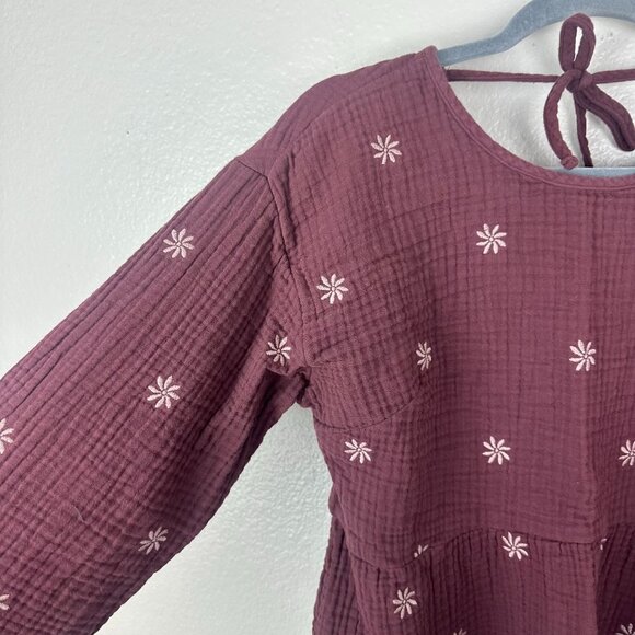 Madewell Embroidered Lightspun Peplum Open Back Top M Boho Feminine Floral - Picture 4 of 11